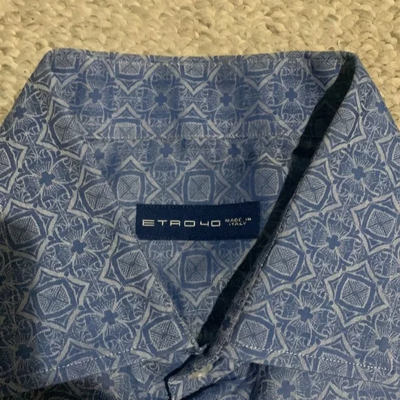 Etro Shirt Men. Blue Size 40 - Picture 5 of 6